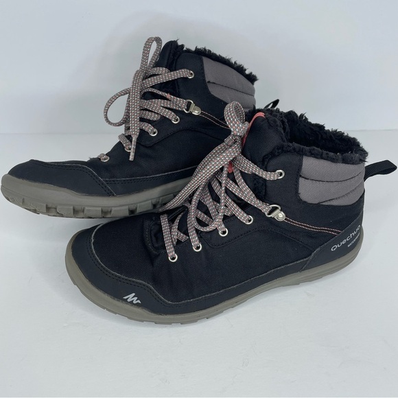 Quechua Decathlon Womens Size 7 Waterproof Hiking Boots SH100 Warm Mid W Black - Picture 4 of 9